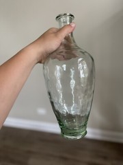 Glass Demijohn Bottle – Wavy Glass Bottle – Antique Demijohn – Light Green Glass