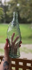 Vintage 1970&rsquo;S/80&rsquo;S Antinori Italian Green/ BLUE glass fish-shaped wine bottle