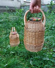 Wicker Demijohn Bottle Glass 101 fl oz, Picnic Wine, Juice Bottle Decorative