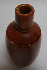 Brown Clay Portuguese Lancers Wine Bottle Portugal Vintage Vin Rose MCM Red