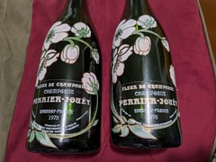 1973 and 1976 Perrier Jouet Fleur de Champagne flower bottle
