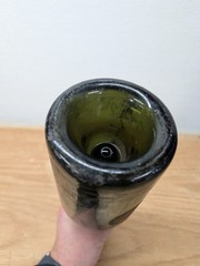 Vintage Dark Green EMPTY Glass Punt Kick-Up Wine Bottle – Stone Wall Label