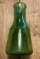 Vintage M LAMONT VINEYARDS 2/5 Pint Green Glass Empty Wine Cruets Bottles.