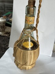 VINTAGE Empty 1969 Chianti Wine Bottle With Rattan Wrap 9.5” Bottle!