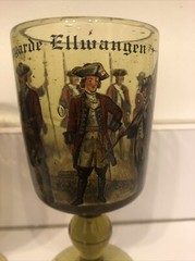 Antique Pair (2) Soda Glass Civil Guard Burgergarde Ellwagen Germany Wine Beer