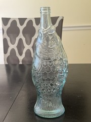 Vtg Italian Fish Shaped Wine Bottle 13.5” Glass Beach Nautical