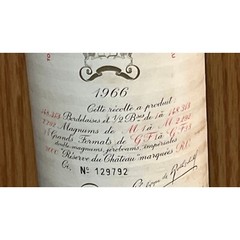 Vtg Wine Bottle Empty Chateau Mouton Rothschild 1966 Hand Written Hand Numbered