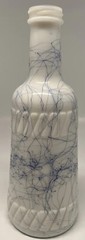 Welches Hazel Atlas Blue Drizzle Molk Glass Wine Bottle
