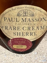 Vintage Wine Bottle PAUL MASSON RARE CREAM SHERRY Curve’e No. 002c Saratoga,CA.