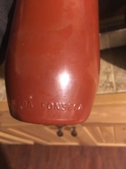 VTG J.M. DA FONSECA PORTUGAL BROWN GREEN GLASS WINE BOTTLE PAINTED INTERNATIONAL