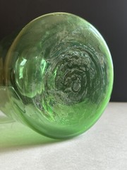 Vintage Hand Blown Green Glass Wine Bottle Decanter W/ Ice Chamber & Cork