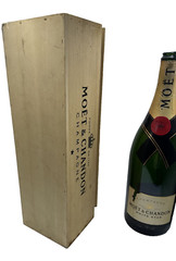 Moet & Chandon Champagne Bottle XL Empty Jeroboam 3Ltr w/ Painted Wood Crate