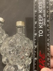 VTG CLEAR GLASS GRAPES CLUSTER SHAPED WINE BOTTLE DECOR DECANTER Set Of 2 Pp