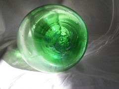 Estate Sale Vintage Green Hand Blown Glass Italian Wine Chiller with Ice Pocket