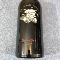 2007 WSU Wichita State University Shocker Red Display Wine Bottle Huge 19.5&Prime;x6&Prime;