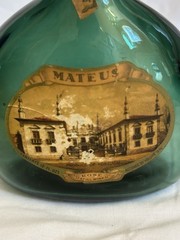 Vintage Mateus Rosé Portugal Green Glass Wine Bottles Set 2 Labels Display