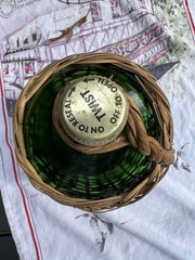 Vintage Green Glass Wine Jug Wicker Basket Demijohn Bottle Alexandria VA