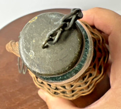 Demijohn Rattan Wicker Cover Wine Whiskey Bottle Lid Stopper & Ring Miniature 8&Prime;