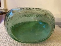 Hand Painted Winter Covered Bridge on Half Gallon Glass Jug Wine Bottle Folk Art