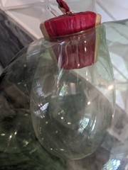 Italian Chianti Fiasco Bottle Internal Ice Chamber Glass Straw Wine Vtg 15inch
