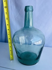 Vintage French Viresa Wine Bottle, Made In Spain, 12&Prime; Green Clear Glass “j”