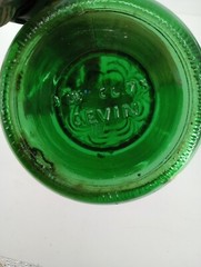 Vtg Italian Cevin Cut Green Glass Italian Wine Bottle Beautiful With Cork