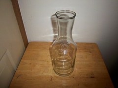 Clear Glass Wine Carafe 11.5&Prime; Vtg Paul Masson Since 1852, building on front