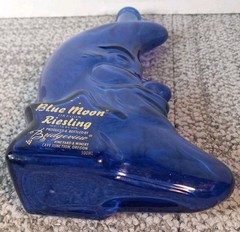 Blue Moon Riesling 500ml Blue Glass Collectible Wine Bottle Moon Face Design