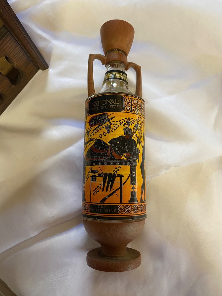 GREEK RED WINE BOTTLE VINTAGE ANTIQUE DESIGN OUZOUNIS AMPHORA GREECE