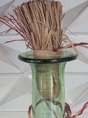 Italian Chianti Fiasco Bottle Internal Ice Chamber Glass Straw Wine Vtg 15inch