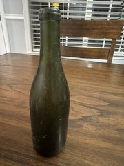 RARE 1840&rsquo;s Hand Blown Green Champagne Wine Bottle 10&Prime; x 2 3/4&Prime;