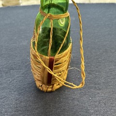 Vintage 1961 Bertani Soave Italian Wine Bottle Hanging With Wicker Basket