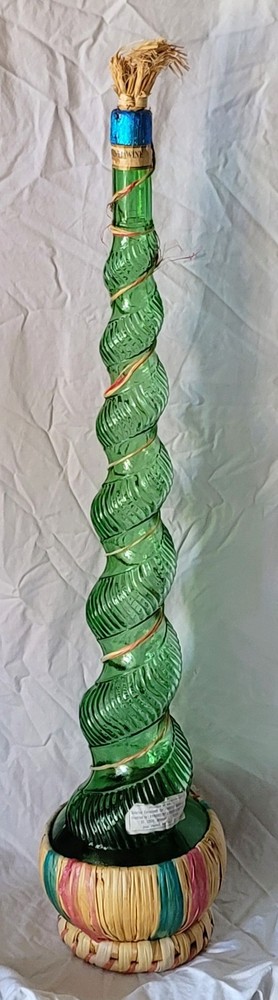 Vintage 35&Prime; Italian Chianti Twisted Embossed Green Glass Wine Bottle Decanter