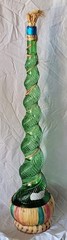 Vintage 35&Prime; Italian Chianti Twisted Embossed Green Glass Wine Bottle Decanter
