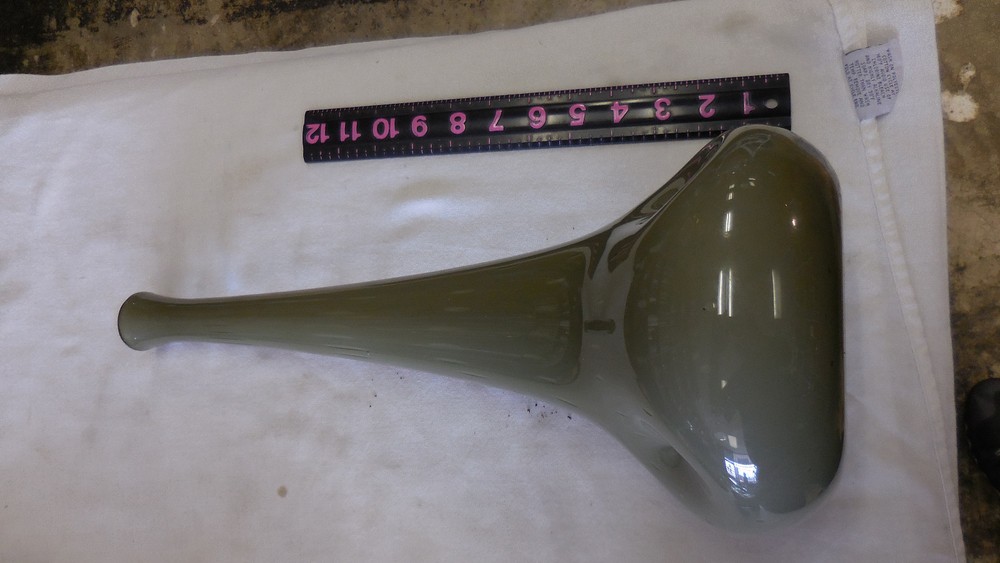 GREEN DIMPLE BASED BOTTLE WITH LONG NECK WINE/VASE HAND BLOWN