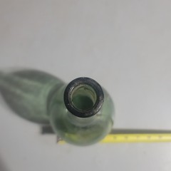 Antique Vtg. Hand Blown Wine Bottle Torpedo Round Bottom Green Glass 10 1/2” tal