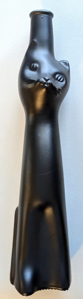 Empty Moselland Riesling, Satin Black, Cat Wine Bottle Collectible Vase
