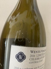 135th Anniversary Wente Vineyards Wine Wood Box, Signed Empty Bottle Collectible