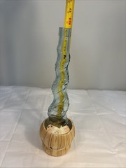 Bottaro Green Spiral Glass Empty Wine Bottle Italy 16&Prime; Raffia Wrap Decor