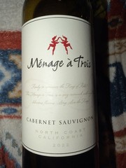 Menage a Trois Cabernet California Red Wine Bottle 2022 Empty