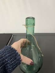 Hand Blown Green Glass Wine Bottle – Torpedo Round Bottom