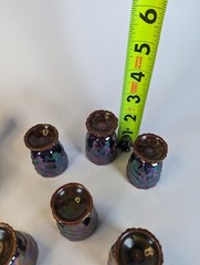 1940s Opalescent Grape Wine Decanter With Cork w 6 Tasting Cups MCM Complete Set