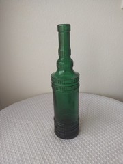 Vintage Decorative Wine Bottle Made in Spain-Raised Design T/Green 12.25&prime; H