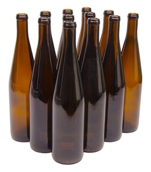 750ml Glass California Hock Wine Bottle Flat-Bottomed Cork Finish – Case Amber