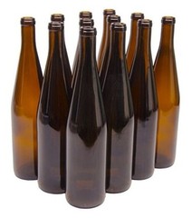 750ml Glass California Hock Wine Bottle Flat-Bottomed Cork Finish – Case Amber
