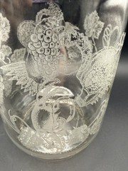 ‘89 Norman Kosarin Paul Masson Vineyards Etched Cherubs/Grapes Glass Wine Carafe