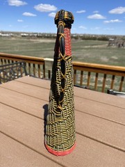 1950’s Viresa Plastic Scoubidou Woven Plastic Wicker Wine Bottle Made In Spain