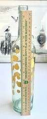 Vintage Mod Dot Yellow Polka Dot Blue Tinted Wine Bottle 750ml 12.5” MCM