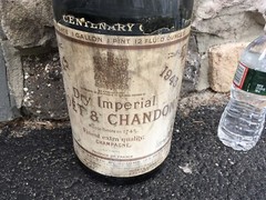 RARE HUGE 1943 MOET CHANDON CHAMPAGNE DISPLAY BOTTLE GLASS ADVERTISING CENTENARY