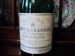 EMPTY Moet Chandon Champagne 1882 Magnum Bottle + BRS Nickel Silver Holder PROP